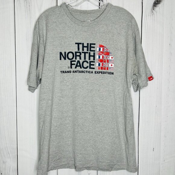 North Face Shirt Mens Sz M Short Sleeve Gray Crew Trans-Antarctica Expedition - Picture 1 of 9